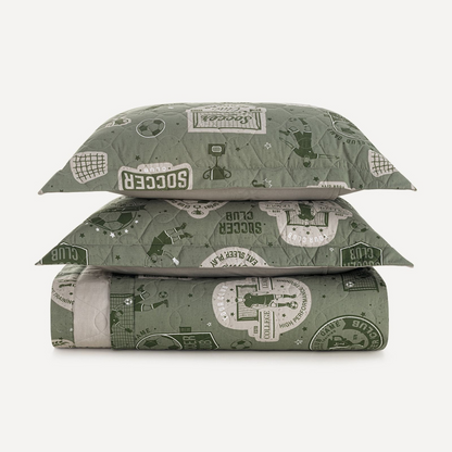 Colcha Infantil Casal com Porta-travesseiros 200 Fios Futebol 100% algodão Karsten