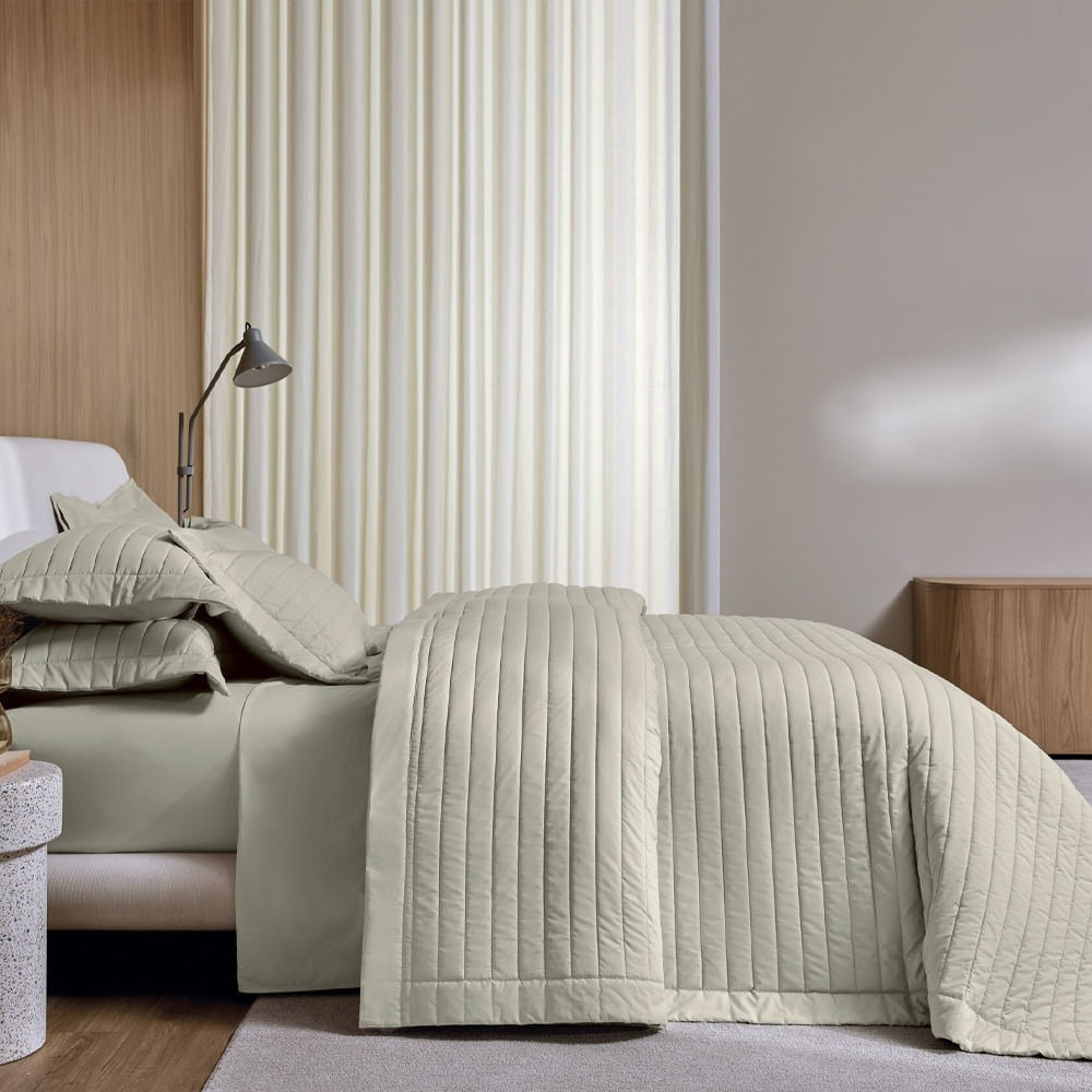 Kit Cobre Leito Colcha Trussardi Monteleone 100% Algodão 240 x 260cm Queen Grigio