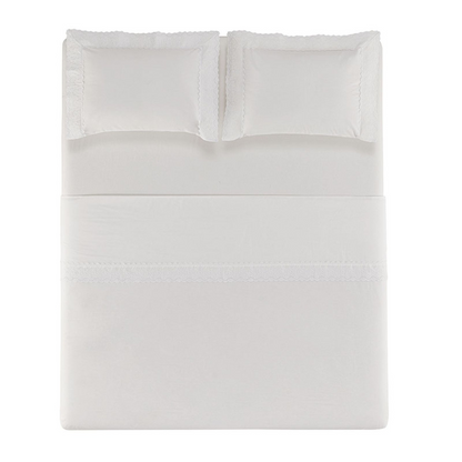 Jogo de Cama Queen com Capa de Almofada 200 Fios 100% Algodão Antônia Branco Karsten