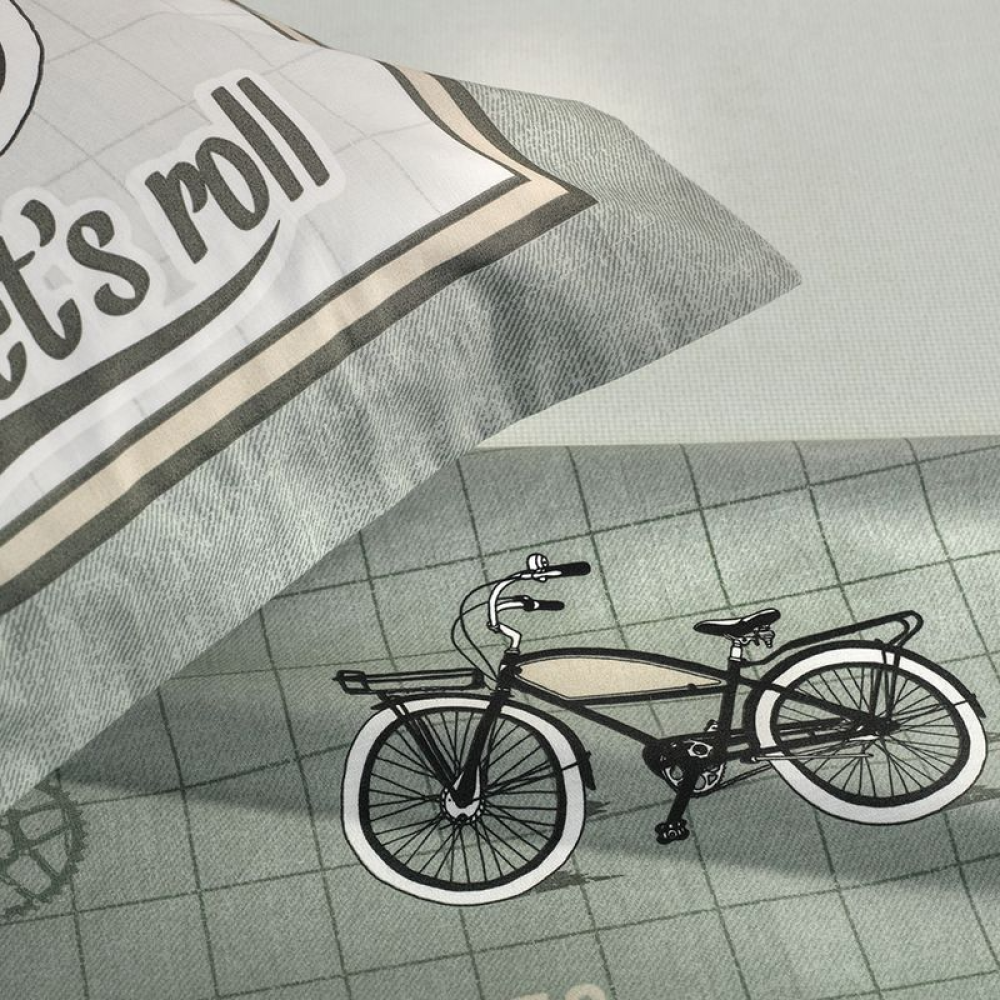 Jogo de Cama Karsten Bike Estampado 3 Peças 100% Algodão 180 x 250cm Solteiro Verde