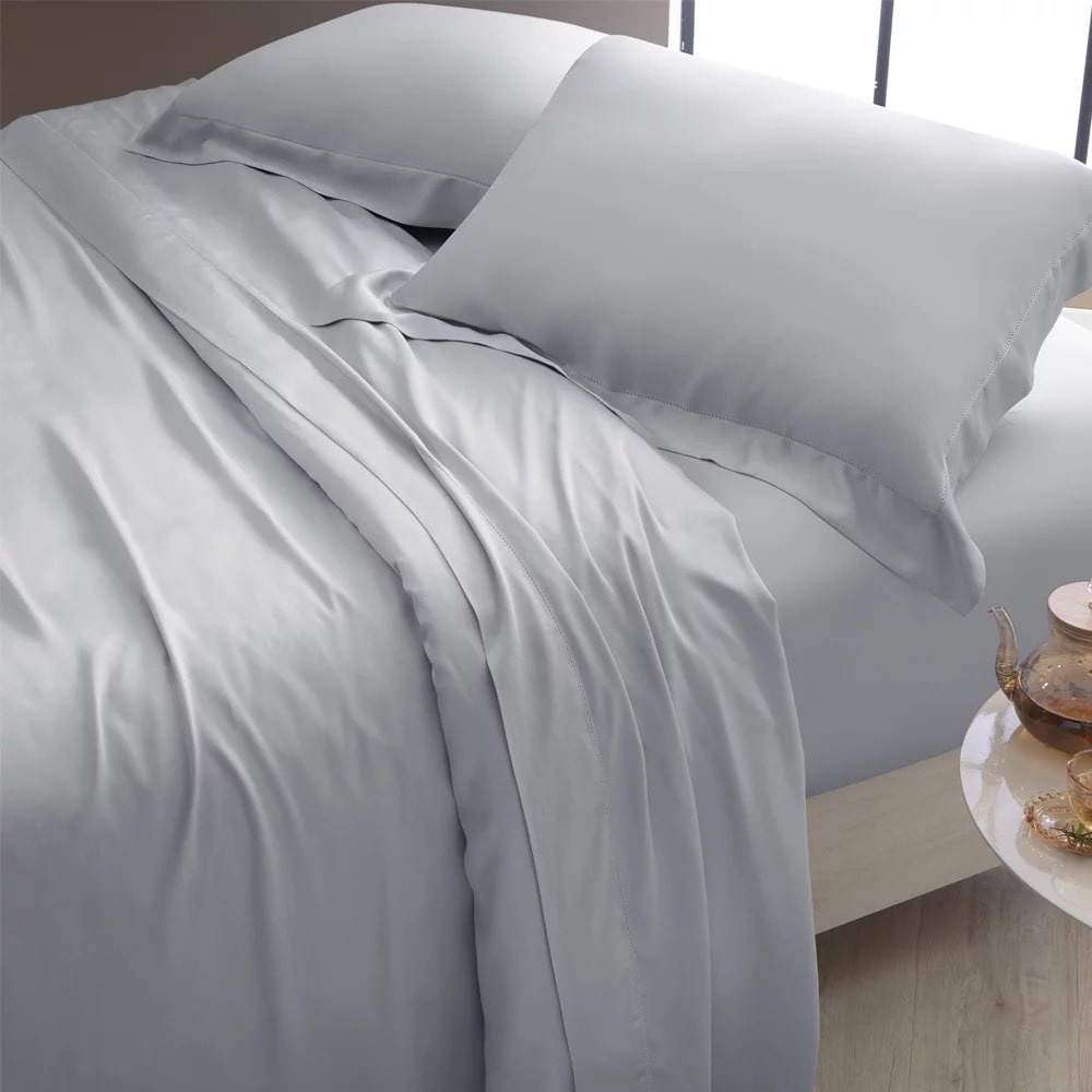 Jogo de Cama Casal Kacyumara Bali Bambu 400 Fios 100% Viscose de Bambu Prata