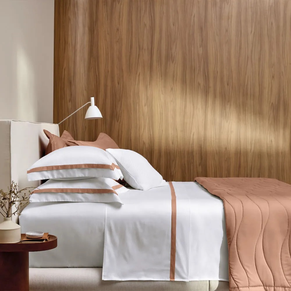 SUPER FRONHA VERCELLI COR 1 BRANCOSOLARE 50x90cm Trussardi 300 fios 100% Algodão