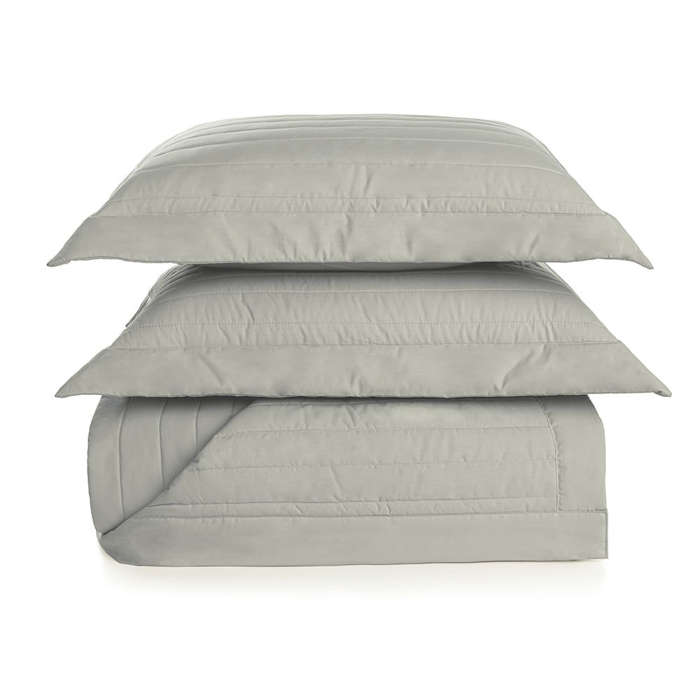 Kit Cobre Leito Colcha Trussardi Monteleone 100% Algodão 240 x 260cm Queen Grigio