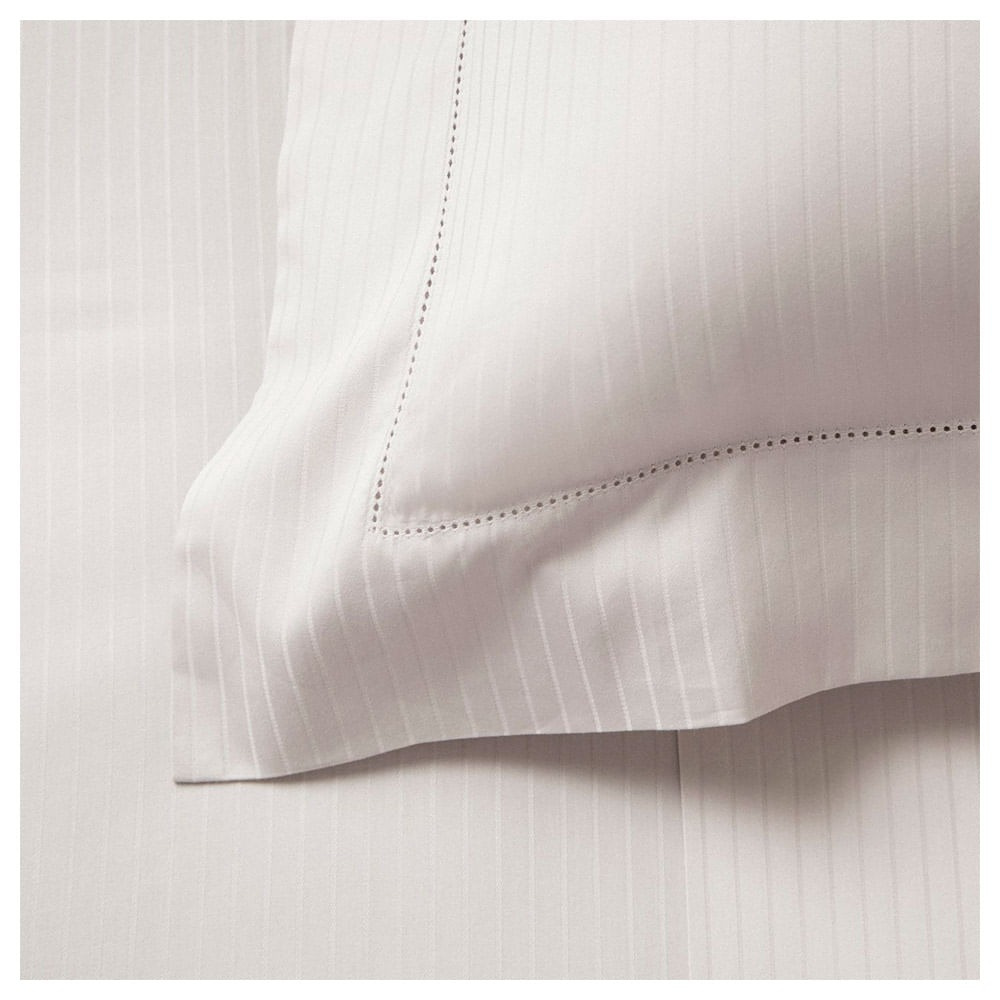 Jogo de Cama Buddemeyer Cetim Damask Stripes P.15 300 Fios 100% Algodão Super King Cor Bege