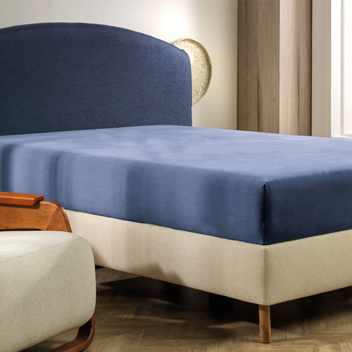 Lençol de Elástico Altenburg Básico 300 Fios 100% Algodão 1,38x1,88x0,40m Cor Azul Flint