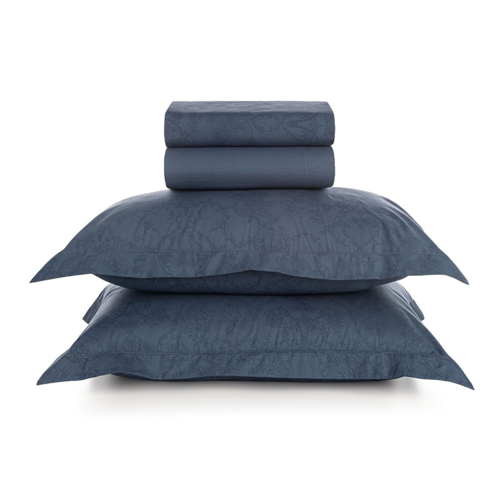 Jogo De Cama Catena 4 Peças 200 Fios 240 x 250cm Queen Marinho