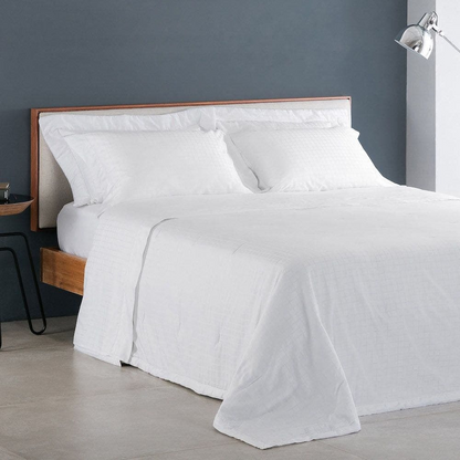Jogo de Cama Cetim Damask Square 300 Fios 100% Algodão Casal Cor Branco