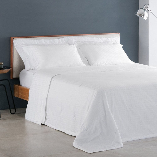 Jogo de Cama Cetim Damask Square 300 Fios 100% Algodão Casal Cor Branco