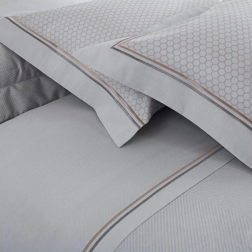 Jogo de Cama Buddemeyer Cetim Bud Vision Basilic 300 Fios 100% Algodão Casal Cor Cinza