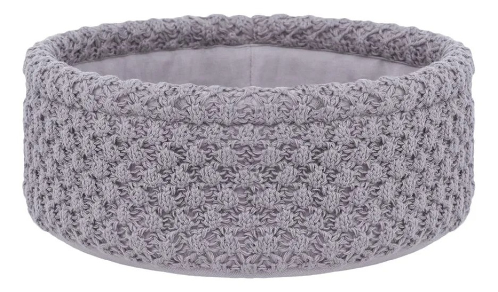 Cesto Tricot Manu 10x25 cm Cor Cinza 100% Poliéster e Algodão