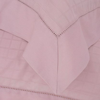 Jogo de Cama Cetim Damask Square 300 Fios 100% Algodão Queen Cor Rosa