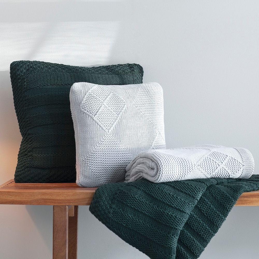 Almofada Tricot Brioni 40x40 cm Cor Prata 100% Poliéster