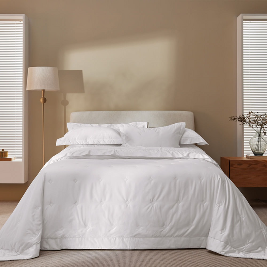 Colcha com Porta Travesseiros King 100% Algodão Egípcio Mille Branco Trussardi