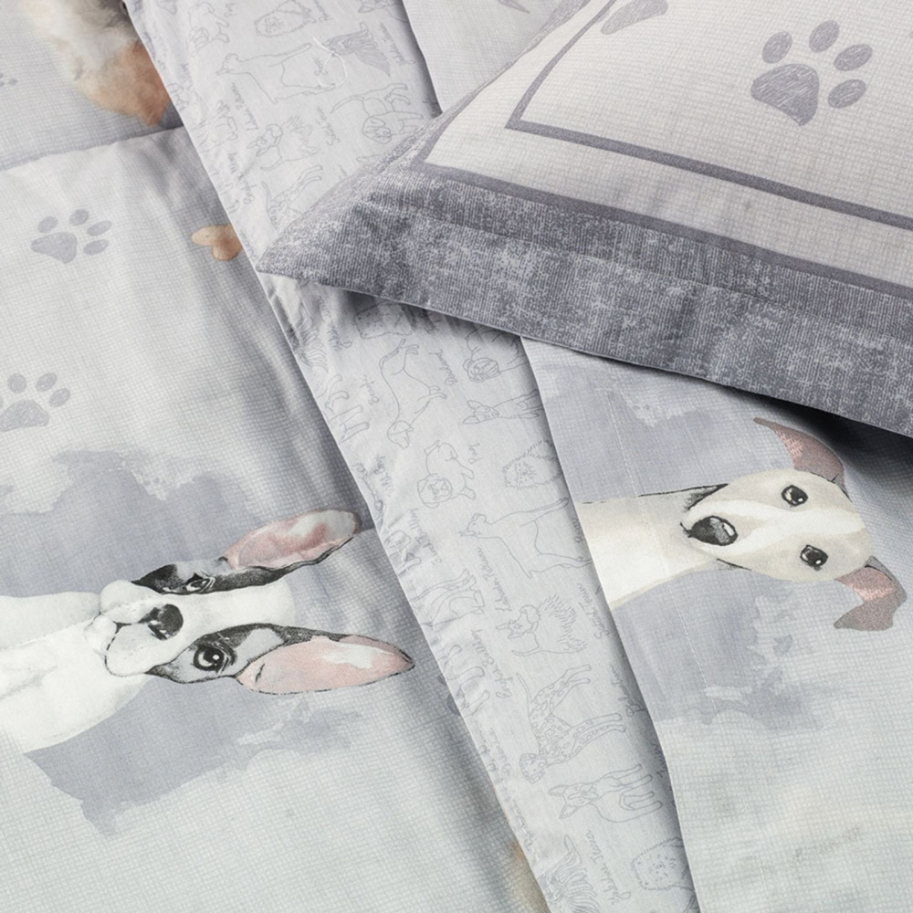 Colcha Infantil Solteiro com Porta Travesseiro 200 Fios 100% Algodão Dog