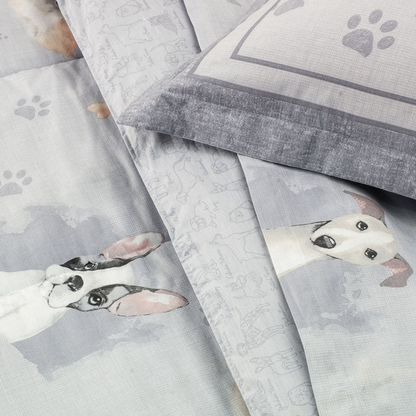 Colcha Infantil Solteiro com Porta Travesseiro 200 Fios 100% Algodão Dog