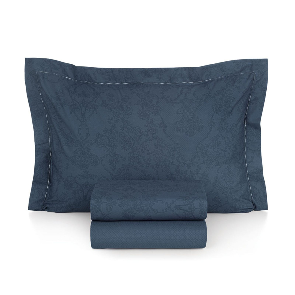 Jogo De Cama Catena 4 Peças 200 Fios 240 x 250cm Queen Marinho