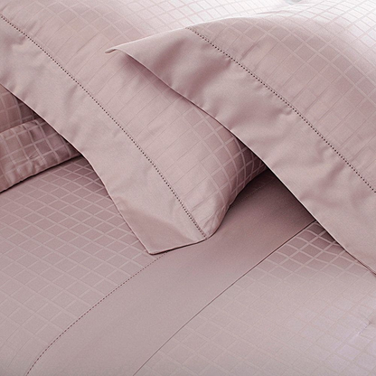 Jogo de Cama Cetim Damask Square 300 Fios 100% Algodão Queen Cor Rosa
