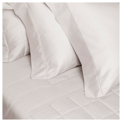 Jogo de Cama Buddemeyer Cetim Damask Stripes P.15 300 Fios 100% Algodão Super King Cor Bege