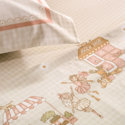 Jogo de Cama Karsten Daisy 4 peças 100% Algodão 220 x 250cm 112gm²  Casal Estampado