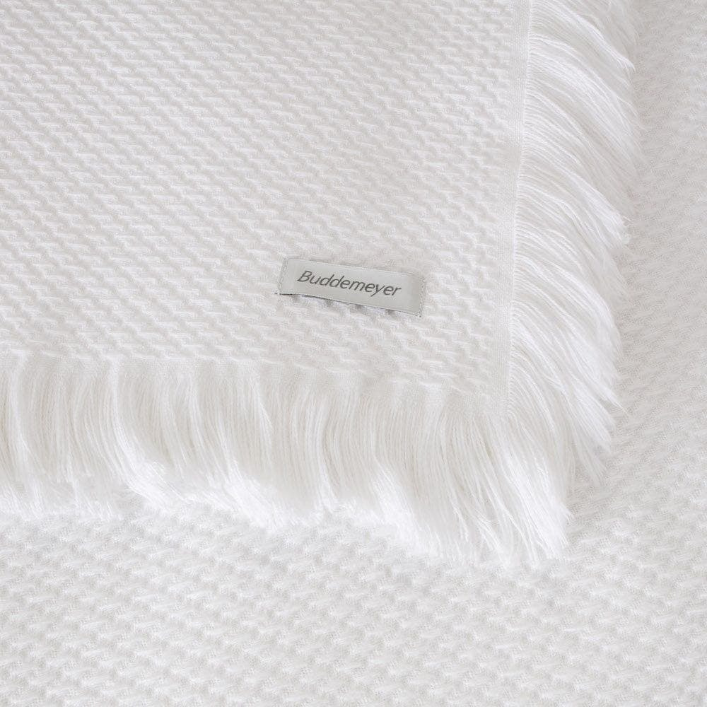 Colcha Buddemeyer Jacque com Franja Modelo 10014-104 100% Algodão Tricot Casal Cor Branco