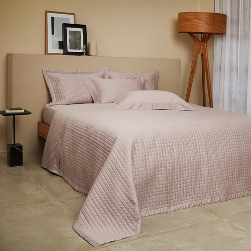 Kit Colcha Buddemeyer New Colors Micromatelassê 3 Peças 270 Fios 100% Algodão Cetim King Cor Rosa