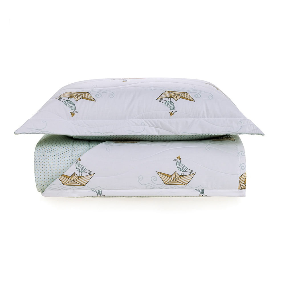 Colcha com Porta Travesseiro Solteiro Infantil 200 Fios 100% Algodão Marinai Trussardi