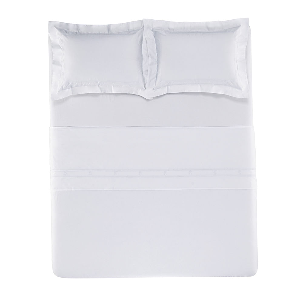 Jogo de Cama Trussardi Florim 100% Algodão 240 x 280cm Queen Branco