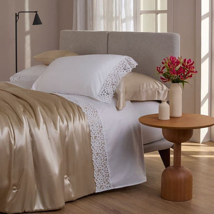 JOGO DE CAMA SUPER KING CAPRI BRANCO C/RENDA BRANCA 2,80X2,80CM