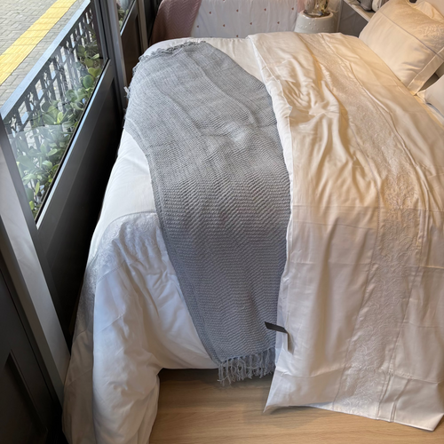 Manta Mello Tecelagem Mary Cinza Areia 1.20x1.80cm