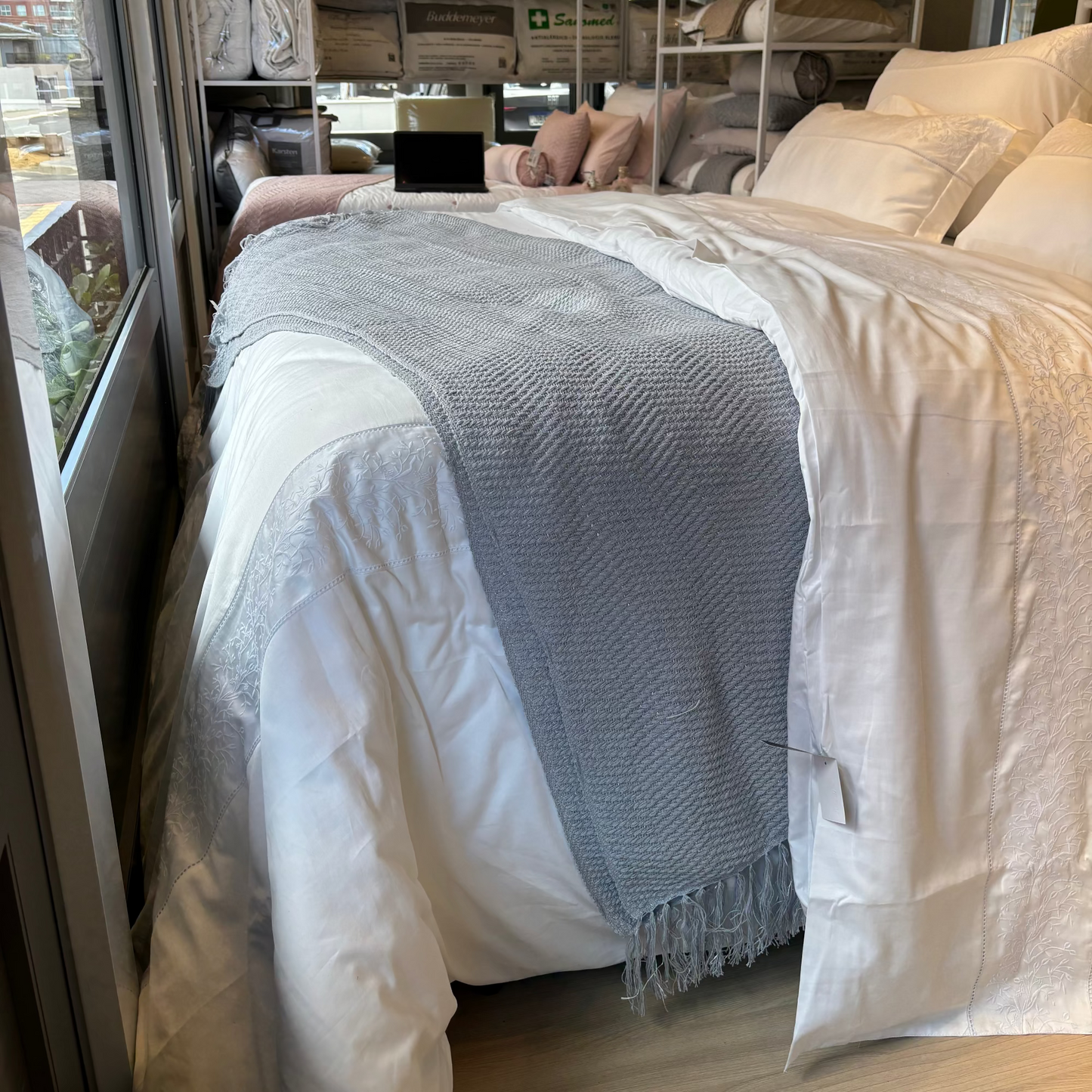 Manta Mello Tecelagem Mary Cinza Areia 1.20x1.80cm