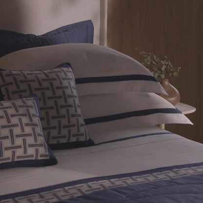 Jogo de Cama Queen 300 Fios Vercelli Branco/Azul Siciliano