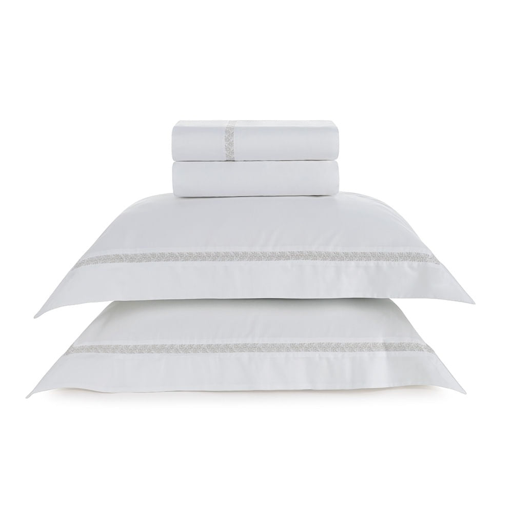 Jogo de Colcha Trussardi Vitalle Queen 3 Peças 100% Algodão Branco e Rose 2,60x2,80m