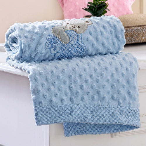 Edredom com Bordado Baby Azul 75x1,00cm