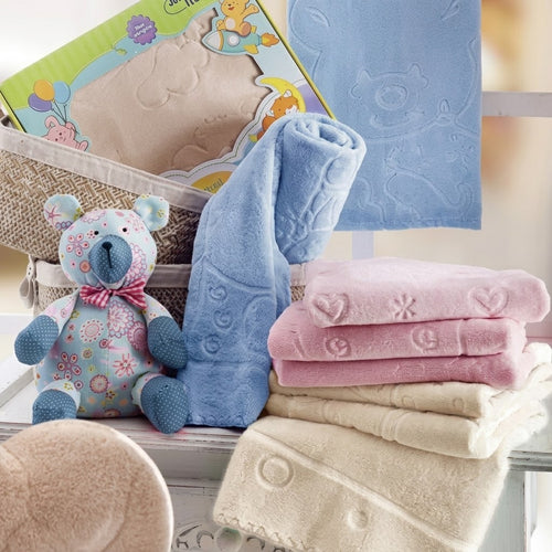 Cobertor Jolitex Baby Touch Texture em Relevo Azul 80x110cm