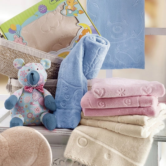 Cobertor Jolitex Baby Touch Texture em Relevo Azul 80x110cm