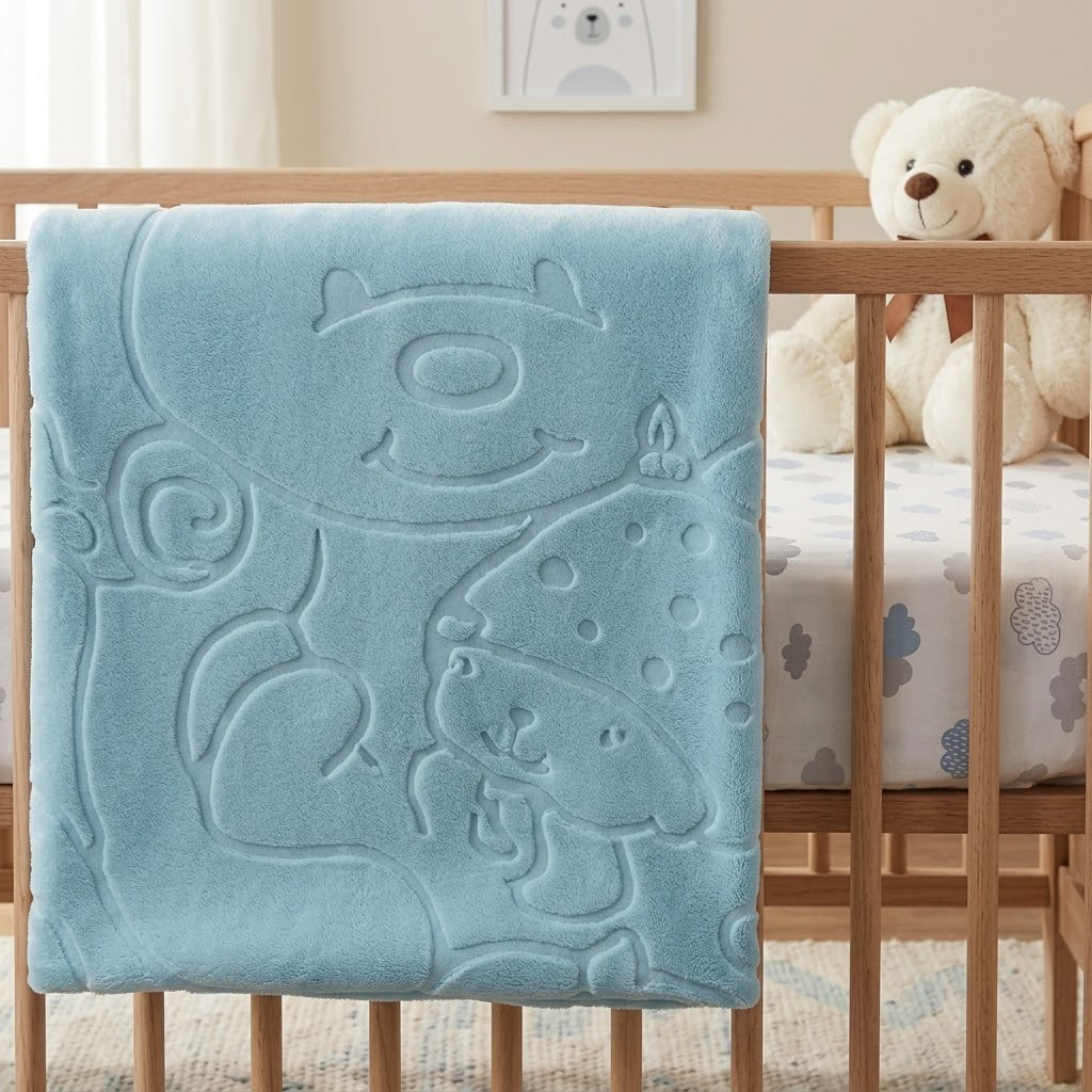 Cobertor Jolitex Baby Touch Texture em Relevo Azul 80x110cm