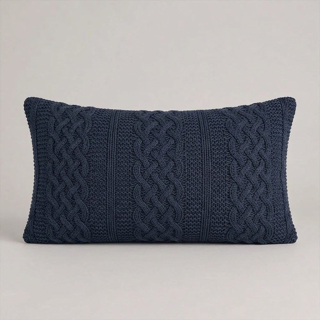 Almofada Tricot Buddemeyer Luxus Castello Azul Marinho 50x90cm 100% Algodão