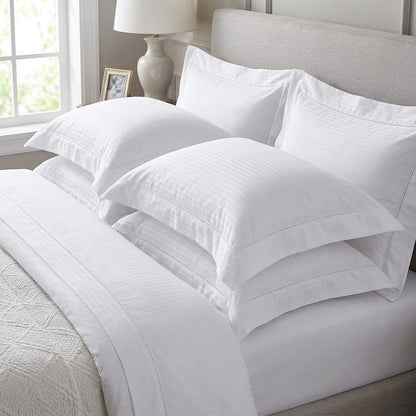 Fronha Buddemeyer Damask Stripes Cetim 300 Fios Branco 50x90cm