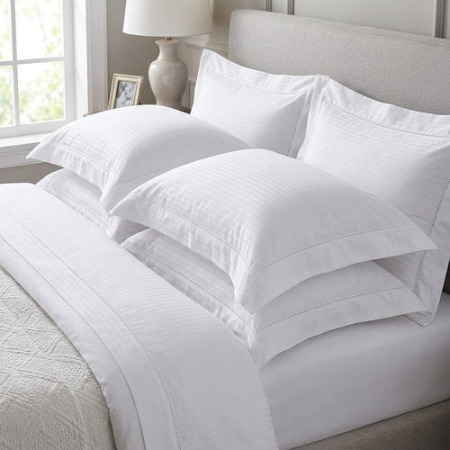 Fronha Buddemeyer Damask Stripes Cetim 300 Fios Branco 50x90cm