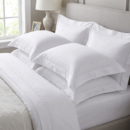 Fronha Buddemeyer Damask Stripes Cetim 300 Fios Branco 50x90cm