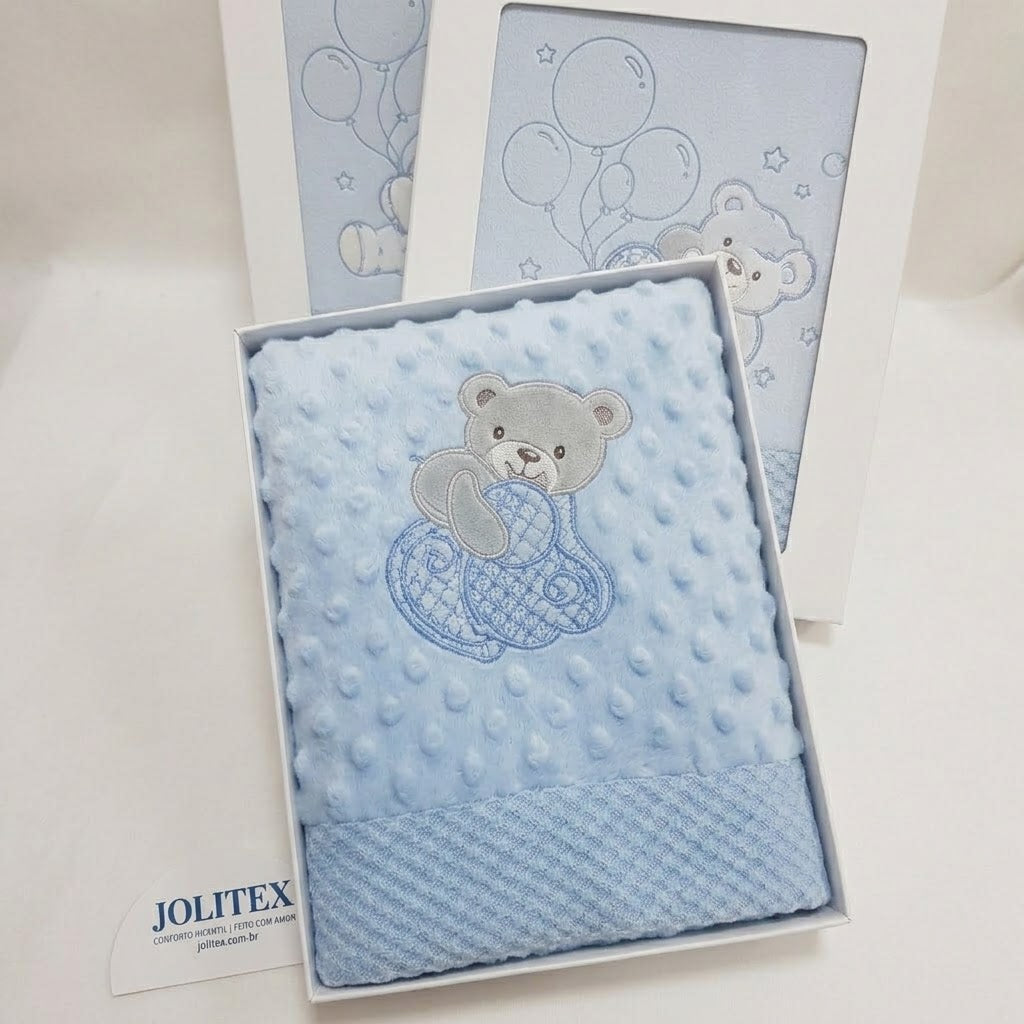 Edredom com Bordado Baby Azul 75x1,00cm