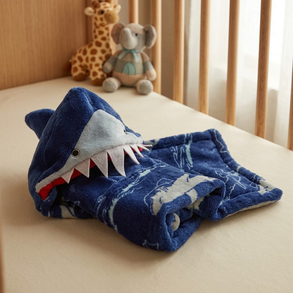 Manta Jolitex Baby com Capuz Tubarão 0,75x1,00cm