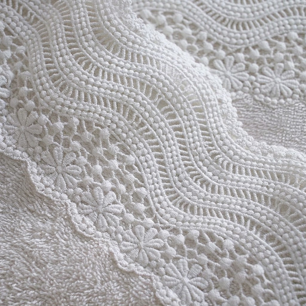 Toalha de Rosto Buddemeyer Luxus Margot 100% algodão Branco com Renda Branco 48x90cm